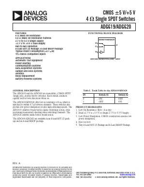 ADG619BRT-REEL Datasheet PDF Analog Devices
