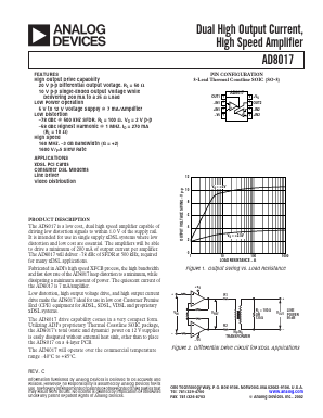 AD8017 Datasheet PDF Analog Devices