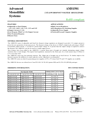 AMS1501CD-3.5 Datasheet PDF Advanced Monolithic Systems Inc