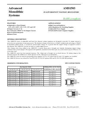 AMS1503CM-25 Datasheet PDF Advanced Monolithic Systems Inc