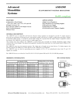 AMS1505CD-2.85 Datasheet PDF Advanced Monolithic Systems Inc