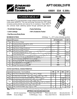 APT10030L2VFR Datasheet PDF Advanced Power Technology