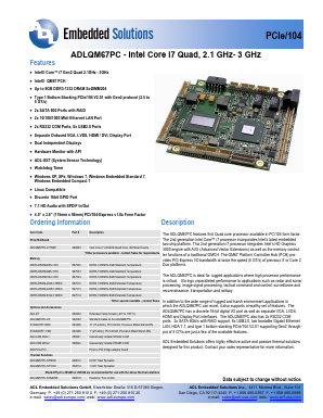 ADLQM67PC-2715QE Datasheet PDF ADL Embedded Solutions