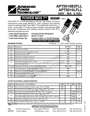APT5010B2FLL Datasheet PDF Advanced Power Technology
