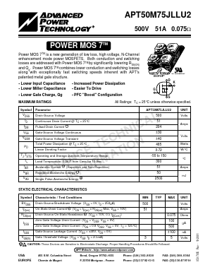 APT50M75JLLU2 Datasheet PDF Advanced Power Technology