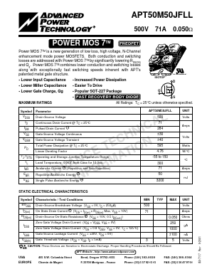 APT50M50JFLL Datasheet PDF Advanced Power Technology