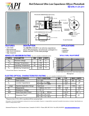 SD076-11-31-211 Datasheet PDF Advanced Photonix, Inc.