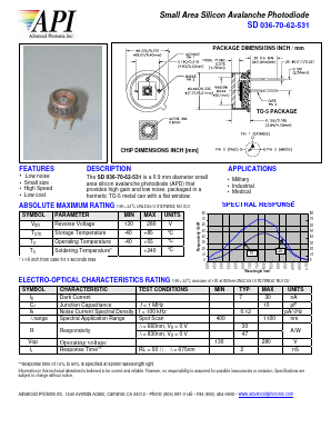 SD036-70-62-531 Datasheet PDF Advanced Photonix, Inc.