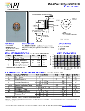 SD200-12-22-041 Datasheet PDF Advanced Photonix, Inc.