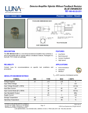 SD100-42-22-231 Datasheet PDF Advanced Photonix, Inc.