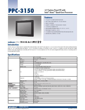 PPC-3150 Datasheet PDF Advantech Co., Ltd.