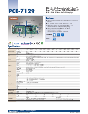 PCE-7129G2-00A1E Datasheet PDF Advantech Co., Ltd.