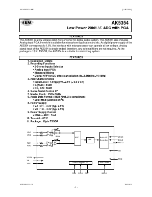 AK5354 Datasheet PDF  Asahi Kasei Microdevices