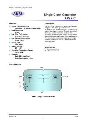 AK8117 Datasheet PDF  Asahi Kasei Microdevices