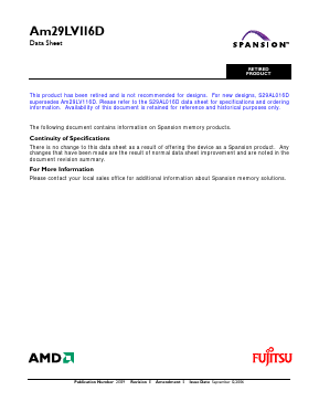 AM29LV116DT-70 Datasheet PDF Advanced Micro Devices