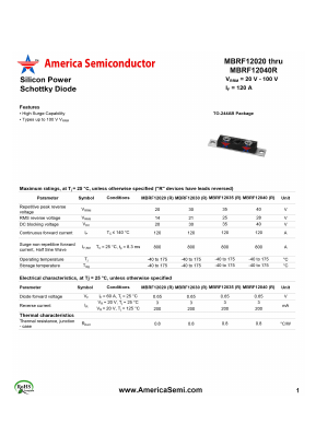 MBRF12040 Datasheet PDF America Semiconductor, LLC