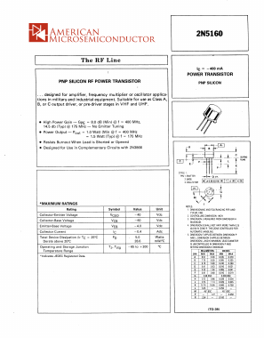 2N5160 Datasheet PDF America Semiconductor, LLC