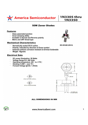 1N3328 Datasheet PDF America Semiconductor, LLC