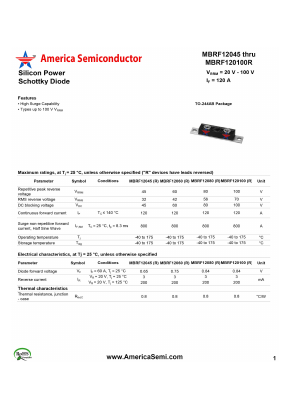 MBRF120100 Datasheet PDF America Semiconductor, LLC
