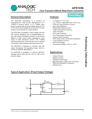 APS1056IGV-1.8-T1 Datasheet PDF Advanced Analogic Technologies
