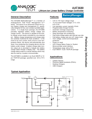 AAT3680ITP-8.4-T1 Datasheet PDF Advanced Analogic Technologies