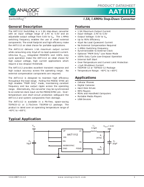 AAT1112ITP-0.6-T1 Datasheet PDF Advanced Analogic Technologies