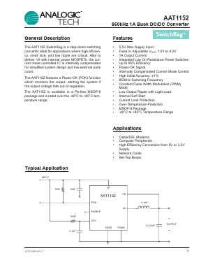 AAT1152IKS-1.0-T1 Datasheet PDF Advanced Analogic Technologies