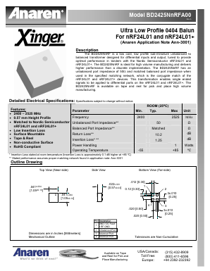 BD2425NNRFA00 Datasheet PDF Anaren Microwave