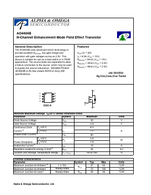 AO4404B Datasheet PDF Alpha and Omega Semiconductor