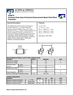 AO8818L Datasheet PDF Alpha and Omega Semiconductor