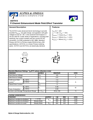 AO7413L Datasheet PDF Alpha and Omega Semiconductor