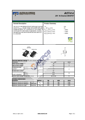 AO7414 Datasheet PDF Alpha and Omega Semiconductor