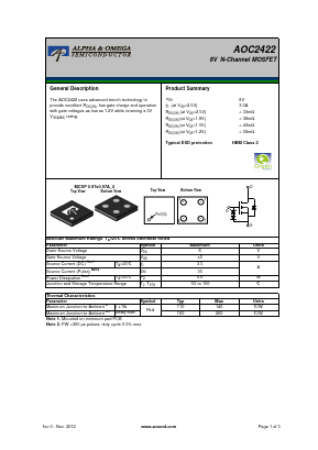 AOC2422 Datasheet PDF Alpha and Omega Semiconductor