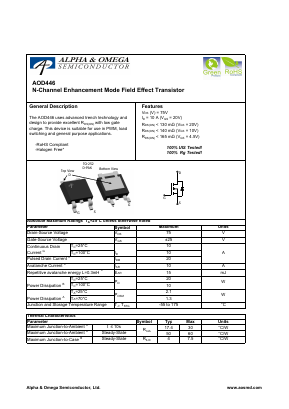 AOD446 Datasheet PDF Alpha and Omega Semiconductor
