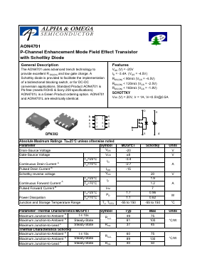 AON4701 Datasheet PDF Alpha and Omega Semiconductor