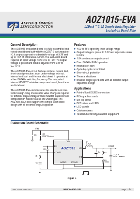 AOZ1015-EVA Datasheet PDF Alpha and Omega Semiconductor