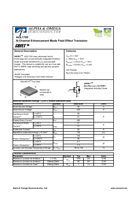 AOL1700 Datasheet PDF Alpha and Omega Semiconductor