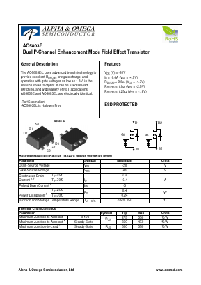 AO5803E Datasheet PDF Alpha and Omega Semiconductor