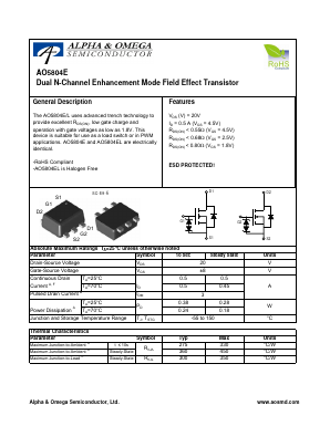 AO5804E Datasheet PDF Alpha and Omega Semiconductor