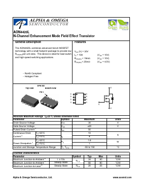 AON4420L Datasheet PDF Alpha and Omega Semiconductor