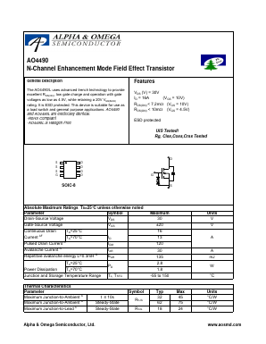 AO4490 Datasheet PDF Alpha and Omega Semiconductor