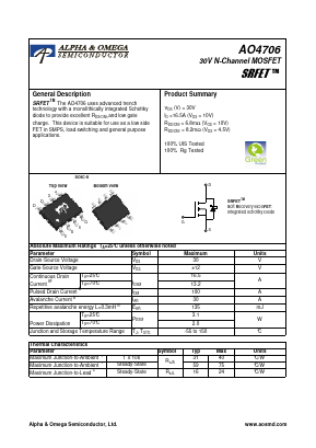 AO4706 Datasheet PDF Alpha and Omega Semiconductor
