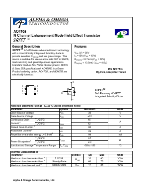 AO4708 Datasheet PDF Alpha and Omega Semiconductor