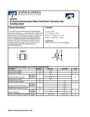 AO4704 Datasheet PDF Alpha and Omega Semiconductor