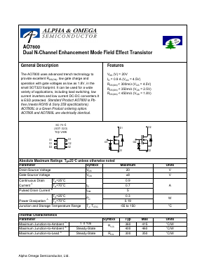 AO7800L Datasheet PDF Alpha and Omega Semiconductor