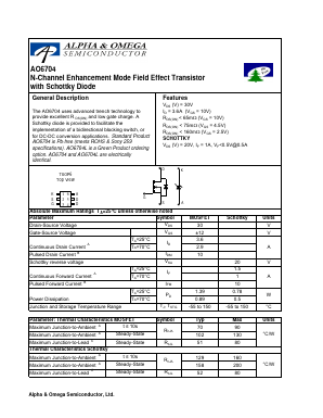 AO6704 Datasheet PDF Alpha and Omega Semiconductor