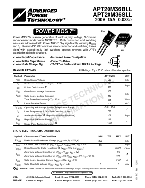 APT20M36SLL Datasheet PDF Advanced Power Technology 