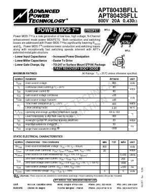 APT8043SFLL Datasheet PDF Advanced Power Technology 