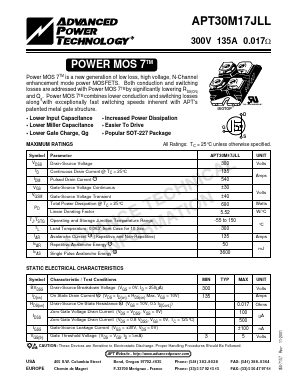 APT30M17JLL Datasheet PDF Advanced Power Technology 