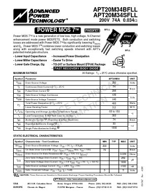 APT20M34BFLL Datasheet PDF Advanced Power Technology 
